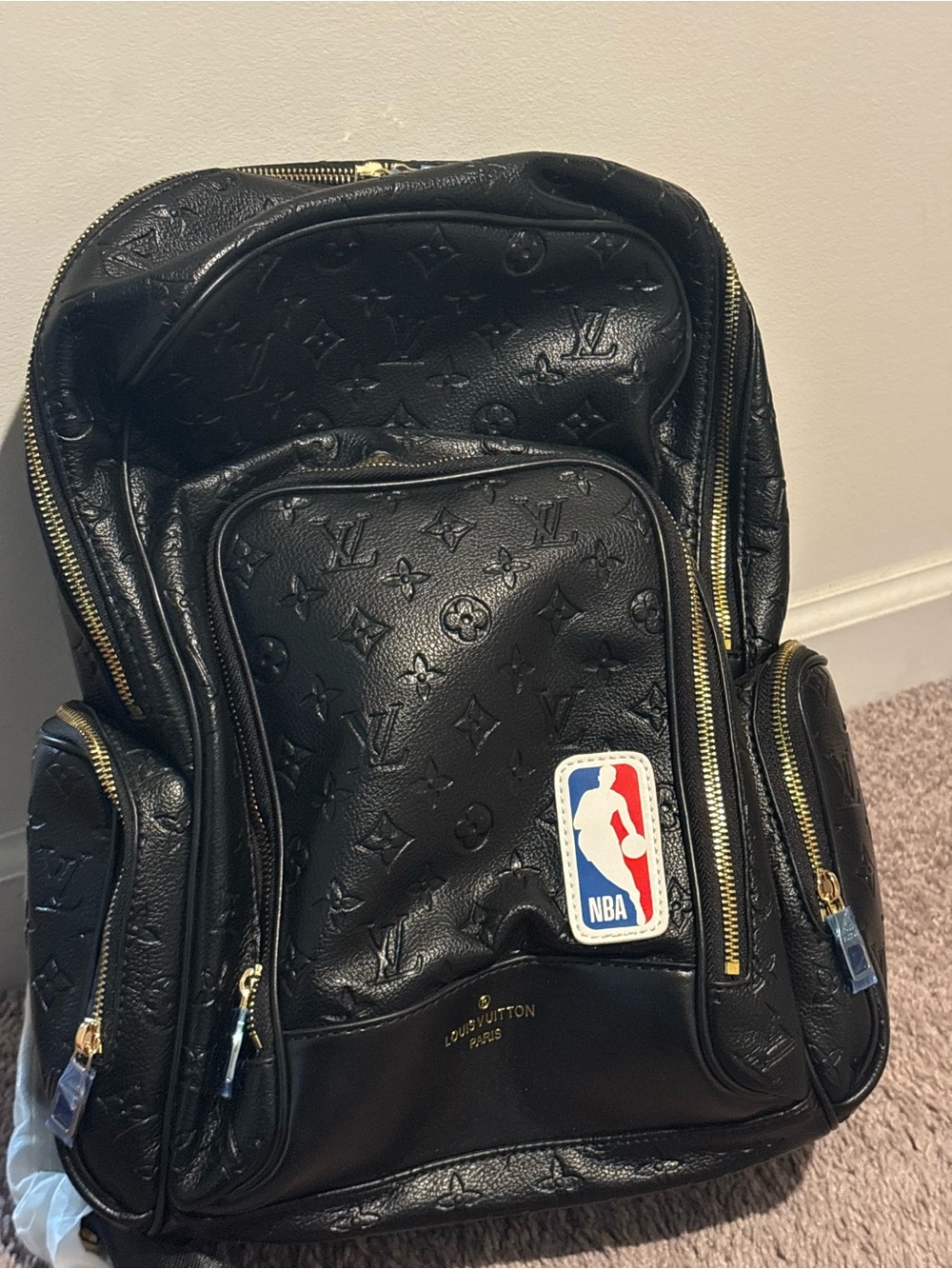 Louis Vuitton Black Embossed Monogram Backpack with NBA Patch